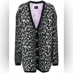 Magda Butrym Rochester Black Leopard Wool Cashmere Cardigan size 34